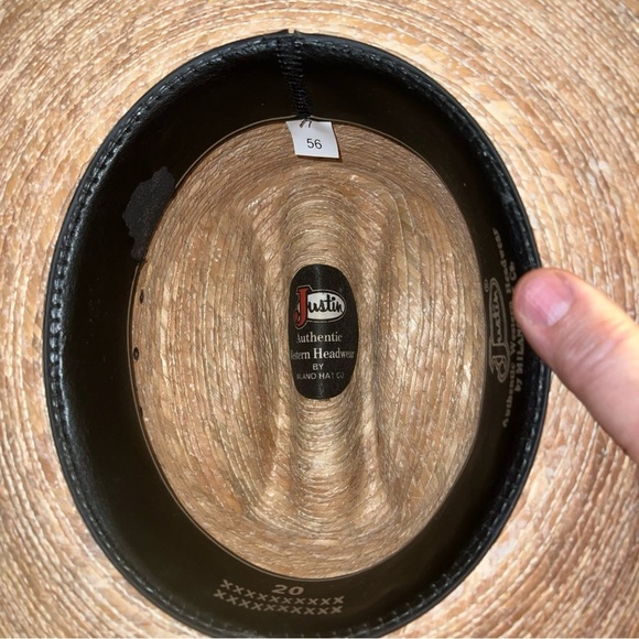 Justin Cowboy Hat 20X Straw Size 7 Mexico Milano Hat Co straw - Picture 6 of 9